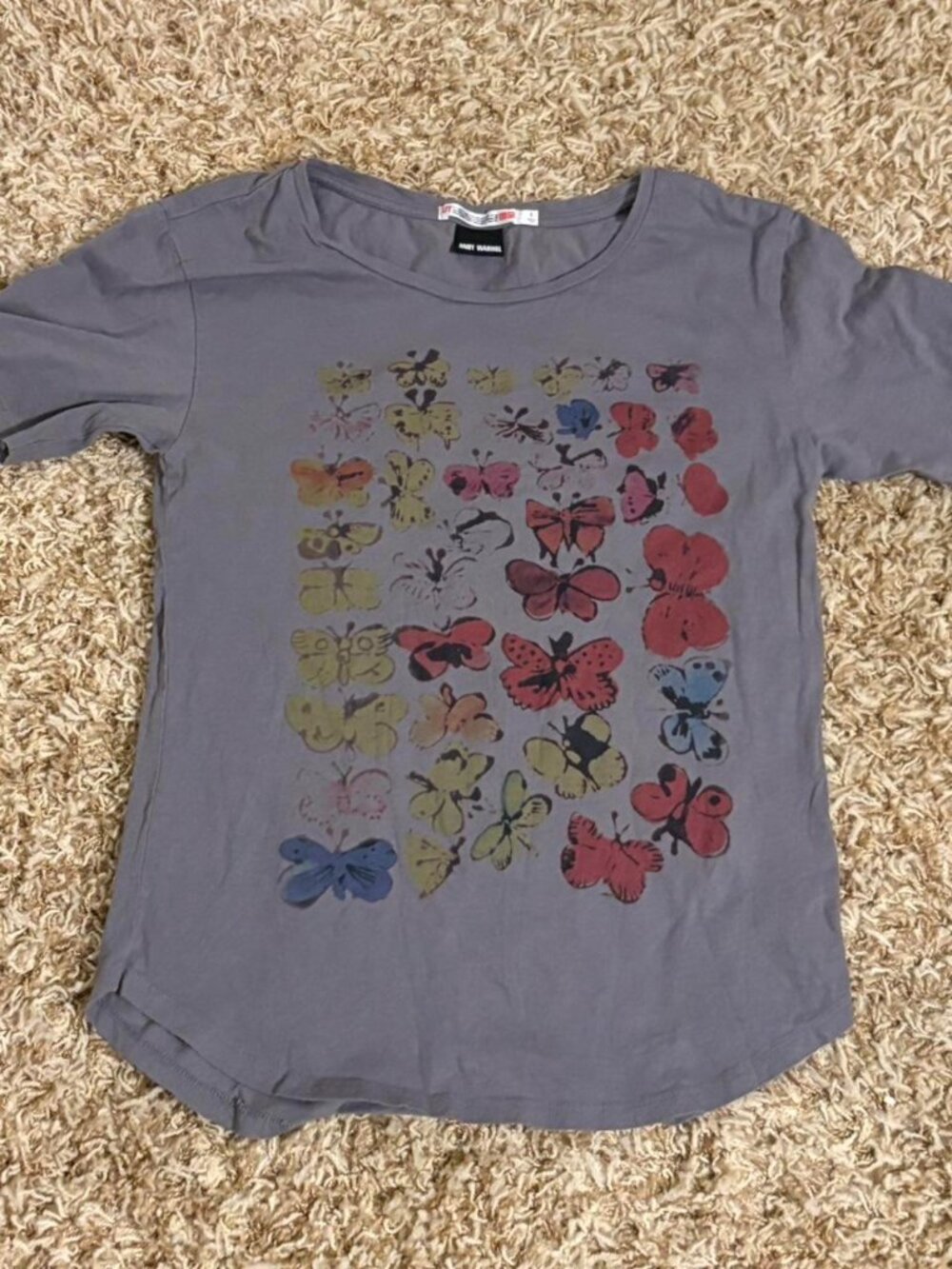 Uniqlo Andy Warhol Butterfly Art Tee Mens S White Graphic Streetwear 🦋